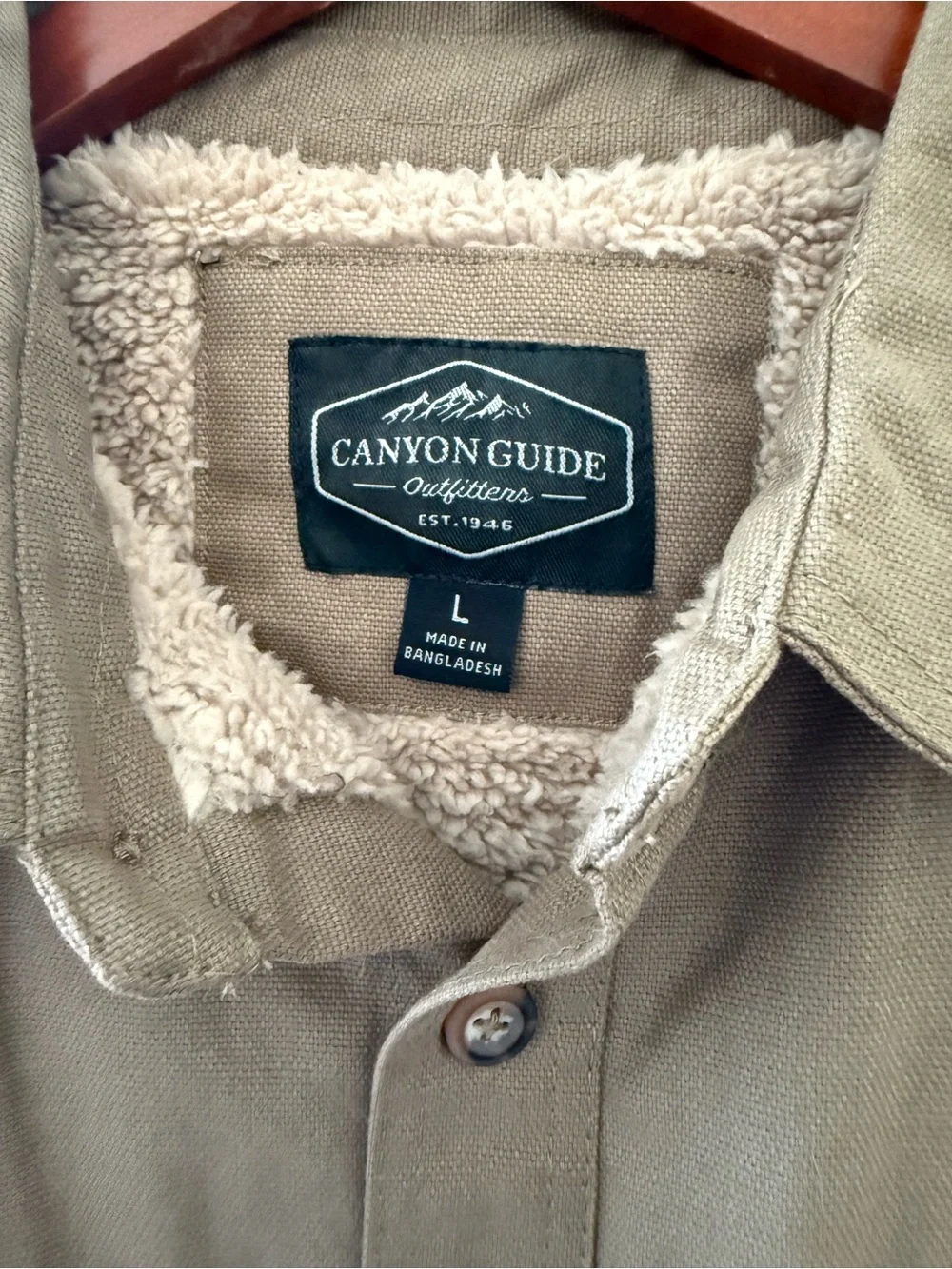 Canyon Guide Cotton Canvas Olive Sherpa Lined Shacket Size L